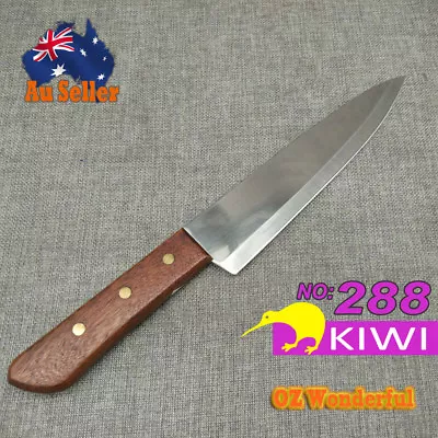 KIWI Kitchen Knife Knives WOOD Chef's Wooden Handle 288 Blade 20x4.5cm KIWI288 • $14.50