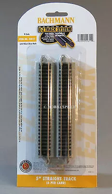 BACHMANN N SCALE E-Z TRACK 5 INCH STRAIGHT PACK (6) PC Nickel Silver NS BAC44811 • $12.84