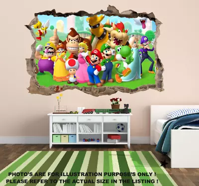 Super Mario Cart Hole In Wall Sticker Art Decal Decor Kids Bedroom Decoration • £3.89