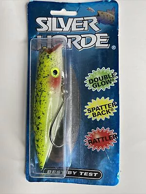 Silver Horde  Plug Chartreuse Splatter 5  Double Glow Rattler Fishing Lure NEW • $23.75