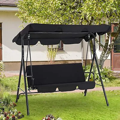 Porch Swing 3-Person Outdoor Swing Chair Patio Hanging Swing W/ Canopy Cushion • $89.98