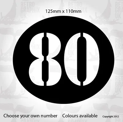 OVAL Race Numbers Vespa Lambretta GTS  PX Side Panel Stickers PAIR 125 X 110mm- • £5.99