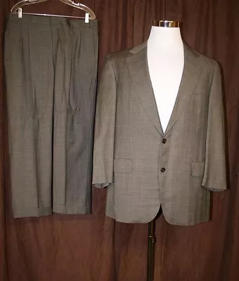 Brooks Brothers Glen Plaid Suit Hand Tailored Grey 2 Piece 43R 34x27 Wool 2 BTN • $65