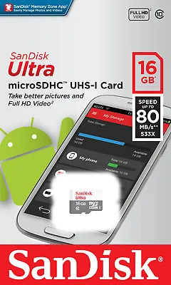SanDisk 16GB 16G Ultra Micro SD HC Class 10 TF Flash SDHC Memory Card Mobile • $6.95