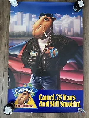 Vintage 1988 Joe Camel 75th Anniversary Leather  Corvette Poster Aprx 24x36 • $35