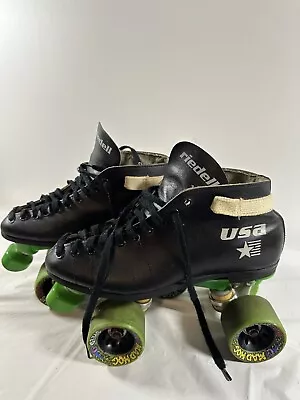 Vtg Riedell USA Roller Skates Mad Hog 62 Speed Wheels VGC Quads • $149.47