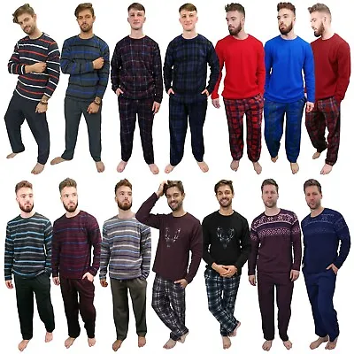 Mens Pyjamas Warm Thermal Fleece Loungewear Winter PJ Set Soft Sets Tartan PJS • £19.95