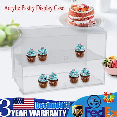 2 Tier Acrylic Bakery Pastry Display Case Cake Holder Donuts Cupcake Stand Clear • $37.05