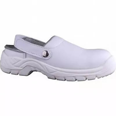 White Safety Clog Shoe Economical Steel Toe  Washable - Catering Healthcare • £27.99