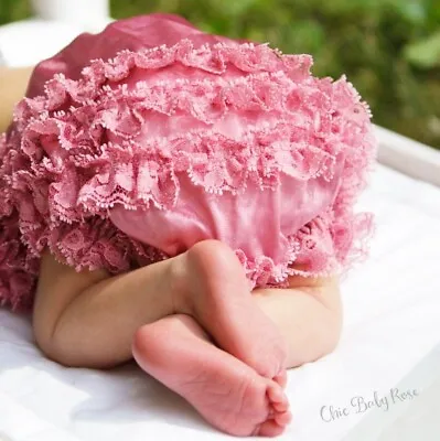 $12 • Buy USA MADE Lace Ruffle Newborn Bloomer Diaper Cover 13 Colors Chic Baby Rose SALE