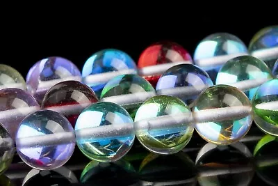 Rainbow Mystic Aura Quartz Beads Round Loose Beads 8/10MM • $4.55