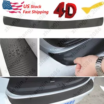 4D Carbon Fiber Trunk Protection Strip Rear Guard Bumper Sticker Panel Protector • $7.61