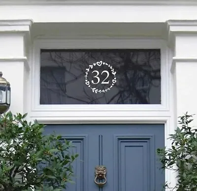 £4.55 • Buy Heart Wreath House Number Vinyl Sticker Window Victorian Front Door Fanlight