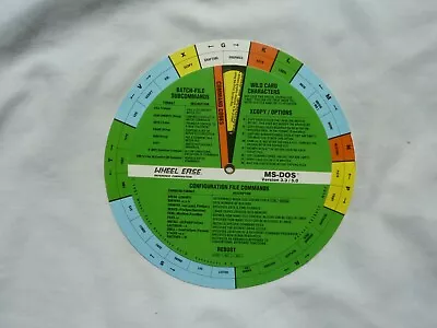 MS DOS 3.3 & 5.0 Vintage Reference Card In Wheel Format • £9.99