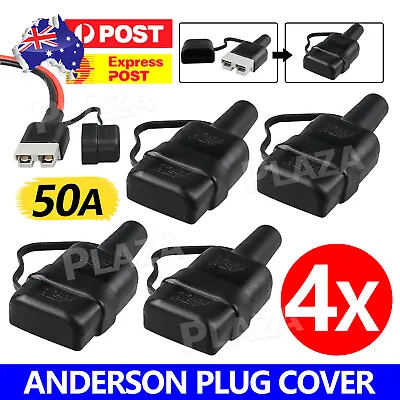 4x 50A Anderson Plug Dust Cable Sheath Cover Black With Cap Waterproof • $9.85