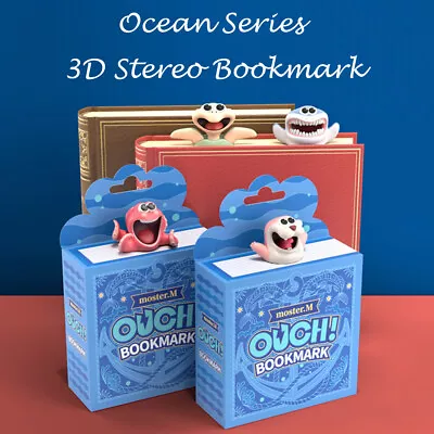 3D Stereo Cartoon Marker Animal Bookmarks Ocean Series Seal Octopus Cat Panda// • £6.10