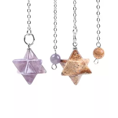 Merkaba Star Quartz Pendulum Necklaces Pendant  Dowsing Divination Wicca Chakra • £3.83