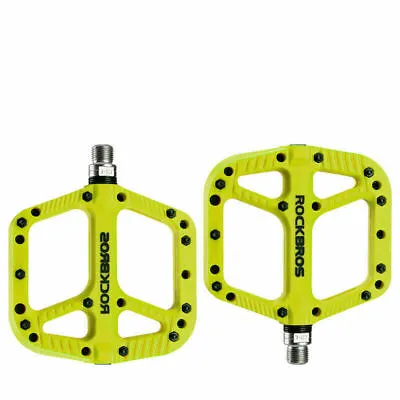 ROCKBROS Mountain Bike Pedals Nylon Composite Bearing 9/16  Widened Flat Pedals • $21.57