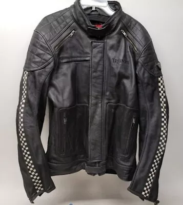 Mens Triumph Motorcycle Leather Checkered Riding Jacket Size XL • $71.40