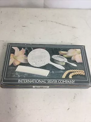 Vintage International Silver Company Mini Dresser Set Mirror Brush Comb Vanity  • $15.90