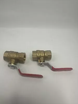 Lot Of 2 Red White Ball Valve 3/4  5592AB Lead Free Brass Full-Port Threaded End • $19.99