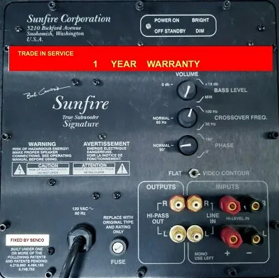 Sunfire True Subwoofer Signature Amp Module *** REPAIR SERVICE **** • $286