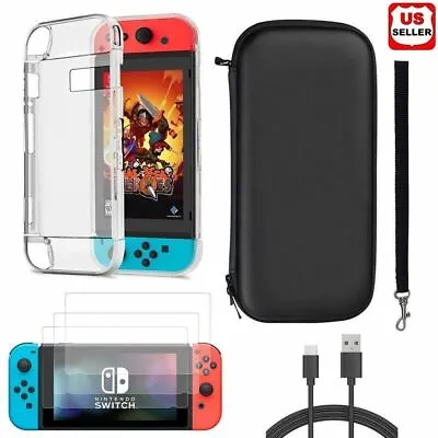 For Nintendo Switch Carrying Case Bag+Shell Cover+Charger Cable+Screen Protector • $12.87