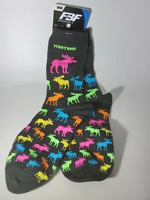 Montana Moose Print Socks Size Medium 5-10 Comfy NEW • $10.91