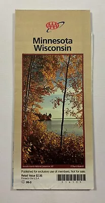 1999 Aaa Vacation Travel Map Of Minnesota - Wisconsin ~ American Auto Assoc. • $2.99