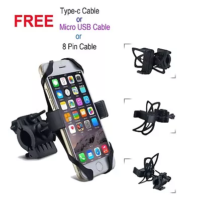 360 Rotation Cell Phone Silicone Mount Holder GPS Motorcycle MTB Bike Bicycle • $8.89