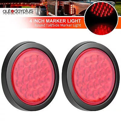 2pcs 4inch Round LED Truck Trailer Stop Red Tail Brake Lights Waterproof 24-LED • $12.74