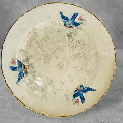 Antique The Potters Co-Operative Co. Liverpool Bluebird Bread 6  Plate RARE • $29.99