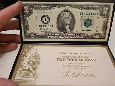  US Monetary Exchange Authentic Uncirculated 2003 $2 Two Dollar Note • $13.95