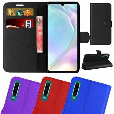 For Huawei P30 Pro/Lite Premium Leather Wallet Case Magnetic Closure Flip Cover • £3.85