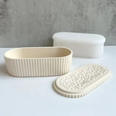 Large Oval Planter Silicone Mold Lidded Flowerpot Concrete Pottery DIY Moulding • $19.89