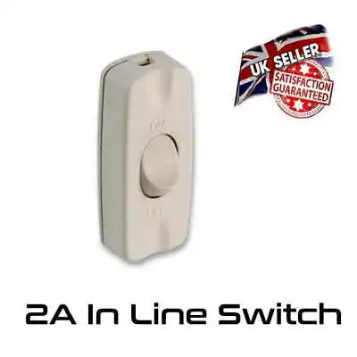 In Line Table Lamp Torpedo Light Switch 2 Amp For 2 Core Cable White • £3.25