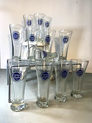 Vintage 8oz PBR Pabst Blue Ribbon Extra Light Beer Pilsner Glass Set Of 12 (13D) • $130