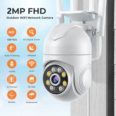 Outdoor 1080P IP Camera Wireless WIFI CCTV HD PTZ Smart Home Security IR Cam UK • £5.99