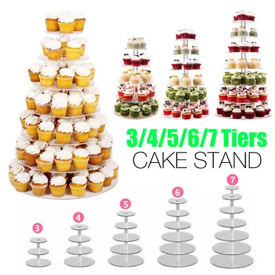 Acrylic Clear Round Cupcake Cake Stand Birthday Wedding Party 3/4/5/6/7/Tier • $27.99