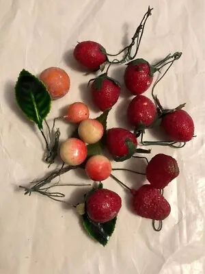 Vintage Lot Millinery Fruits Strawberries Oranges Peaches For Corsages & Hats • $12.99