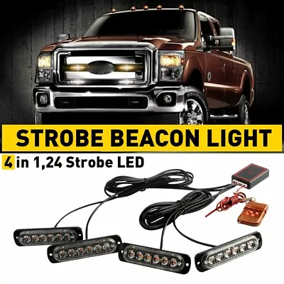 4IN1 LED 24-SMD Strobe Light Beacon Rooftop Hazard Warning White Bright Amber • $17.99