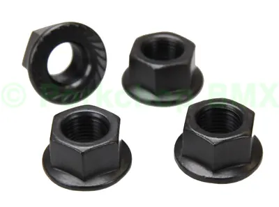 Flanged BMX Bicycle Axle Nut 3/8  X 26T - SET OF 4 - BLACK • $10.99