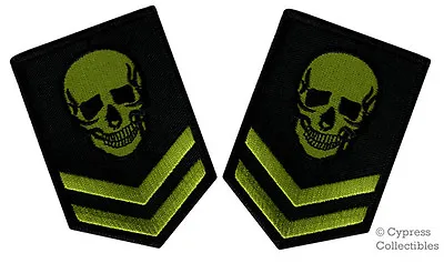 LOT 2 SKULL PATCH Iron-on EMBROIDERED MILITARY SKELETON GREEN BLACK VERSION • $9.99