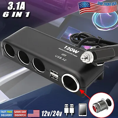 4Way Multi Socket Car Cigarette Lighter Splitter USB Charger Adapter 120W 12Volt • $12.99