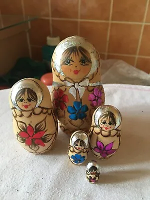 5PCS Russian Nesting Doll Babushka Matryoshka Dolls Hand-painted Wood Paint • £5