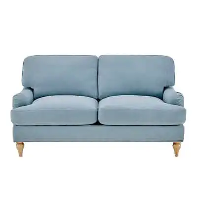 Dusk Hampshire Blue Velvet & Oak 2 Seater Sofa RRP £549 • £439.99