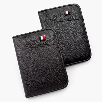 Vintage Minimalist PU Leather Wallet For Men Solid Color Credit Card Holders • £6.06