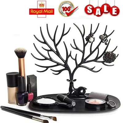 £7.90 • Buy BLACK Display Jewelry Tree Stand Holder Rack Show Earring Necklace Ring Retro UK
