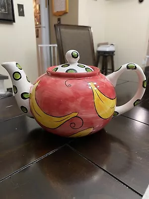 Rare Milson & Louis Hand Painted Teapot Banana Polka Dot -10  X 6  X 5 3/4  • $25.20