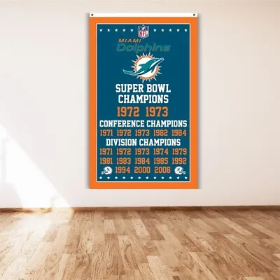 Miami Dolphins Nation 3x5 Ft Banner NFL Super Bowl Champions Flag • $13.88